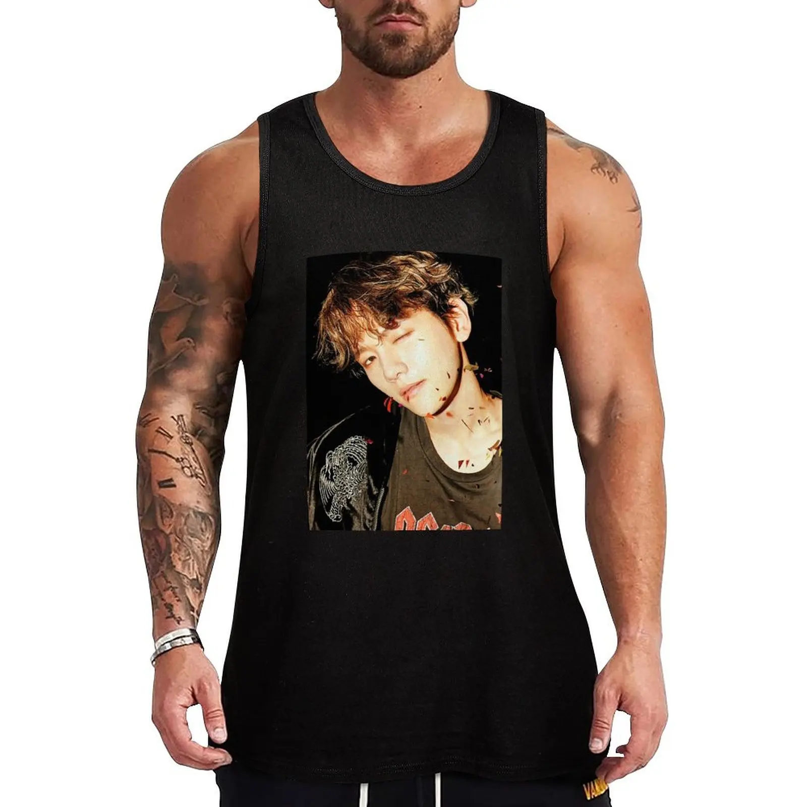

Baekhyun Tank Top мускулистый мужчина Жилеты Футболка для спортзала мужская