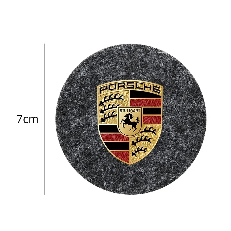 2Pcs Car Emblem Cup Trough Mat felt Coaster Accessories For Porsche Cayenne Panamera Macan 911 718 Taycan Boxster Cayman 918