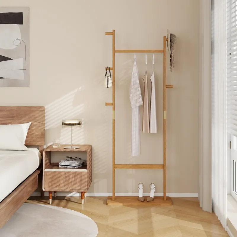 Natural wood hanger, solid wood hanger, environmentally friendly and easy to assemble, beautiful, can be placed in the