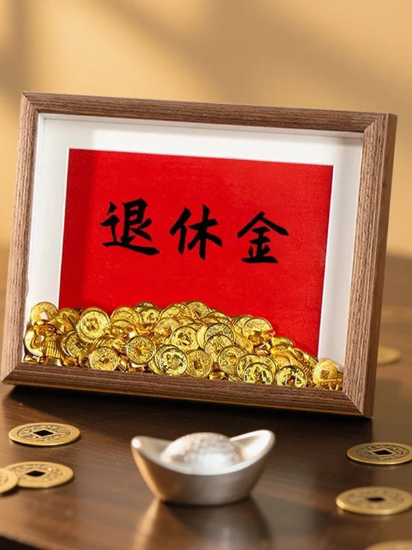 Kit de Material para Marco de Fotos con Monedas de Oro, Estilo Chino Tradicional, Rectangular Largo, para Mesa, Regalo para el Día del Padre