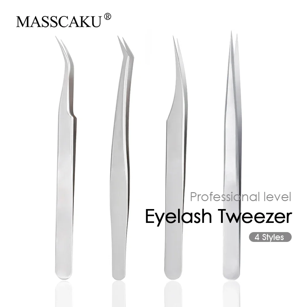 

MASSCAKU lashes Tweezer Clusters Stainless Steel Anti-static Non-Magnetic Pincet Lash Extension Supplies Sharp Precise Products