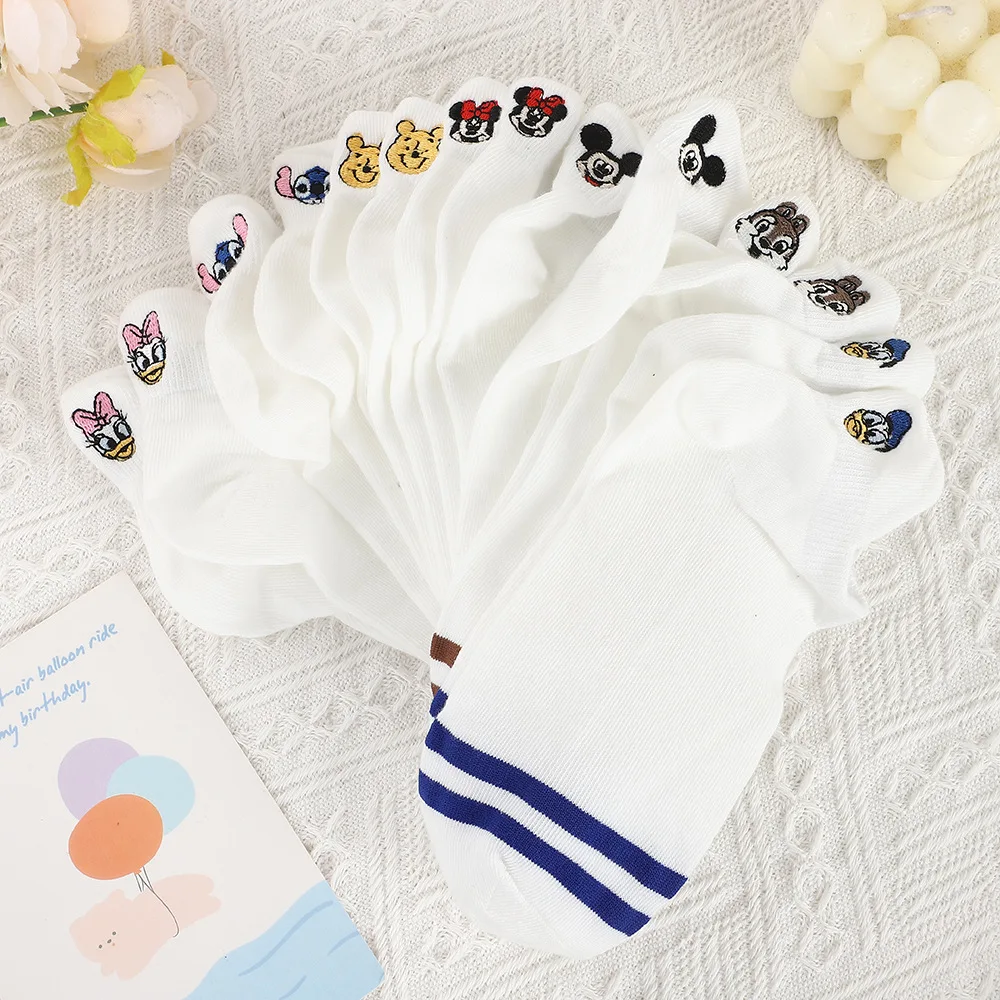 ถุงเท้าข้อสั้นลายการ์ตูนดิสนีย์ มิกกี้เมาส์ 7 คู่/ชุด ถุงเท้าผู้หญิงลายโดนัลด์ ผ้าฝ้าย ใส่ได้ทุกฤดู ถุงเท้าข้อสั้นสำหรับผู้หญิง