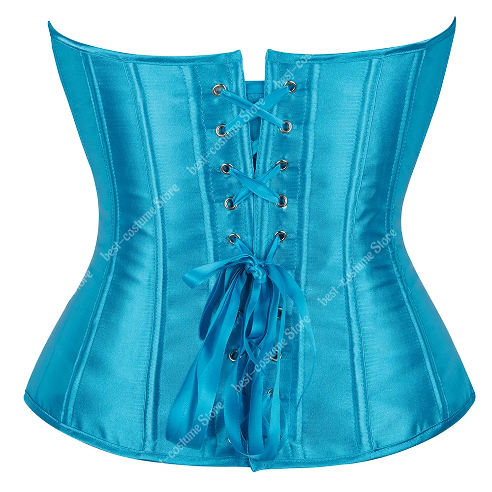 Corset Plus Size 7xl Corsets and Bodices for Women Blue Overbust Corset Bustier Lace Up Off Shoulder Sexy Corset Top