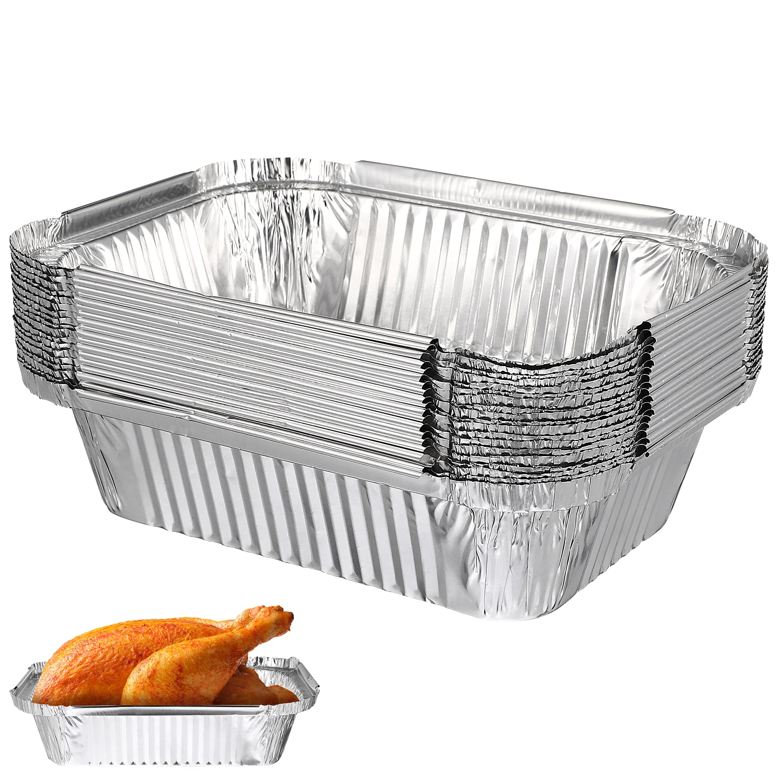 

20 pcs Aluminum Stainless Foil Aluminum Foil Pans Trays Steel Baking Grilling Oven Roasting Disposable Trays BBQ