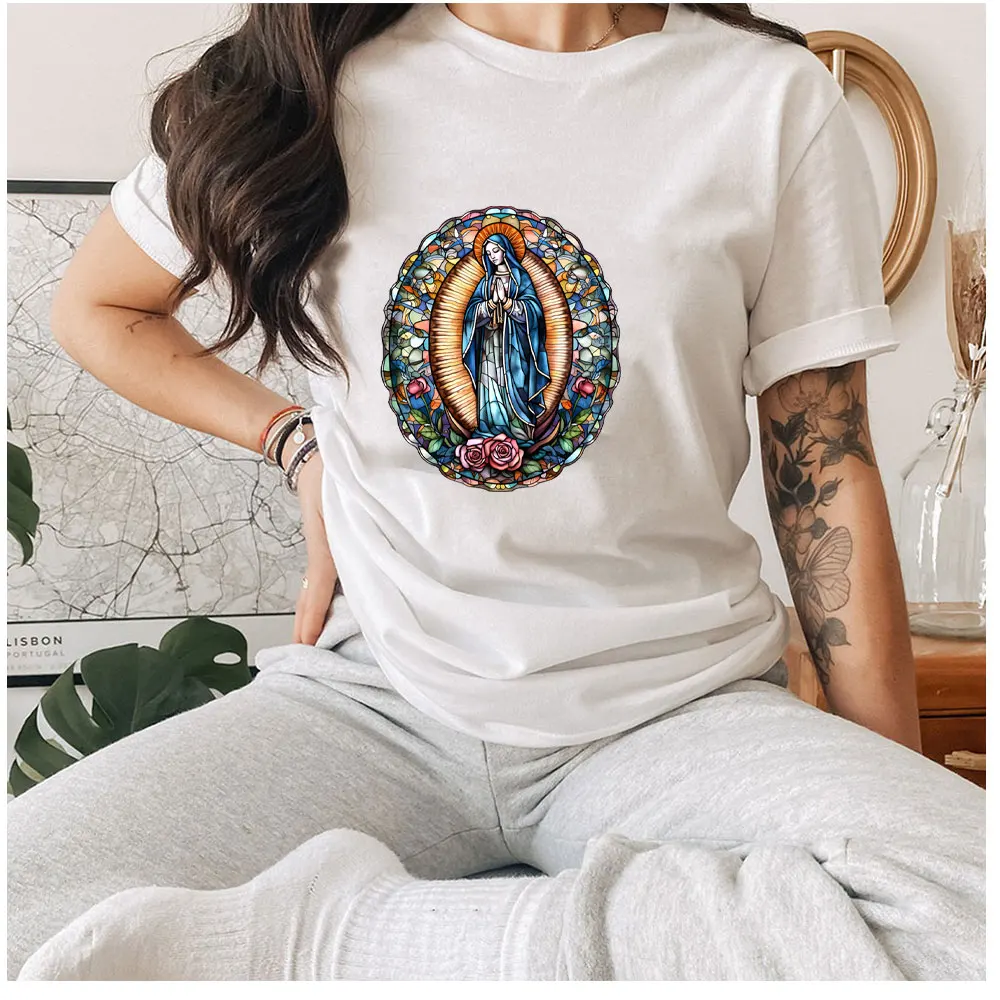 Adesivo termoadesivo per trasferimento termico della Maria cristiana della Vergine sui vestiti T-shirt con stampa lavabile cristiana Guadalupe Toppe