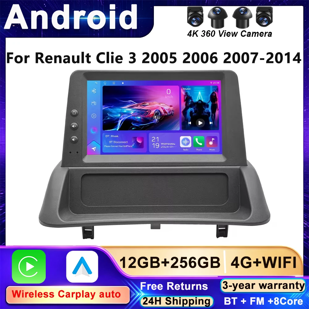 Wireless CarPlay For Renault Clie 3 2005 2006 2007-2014 Car Radio Android 16 Multimedia Player 2 Din GPS Navigation Stereo
