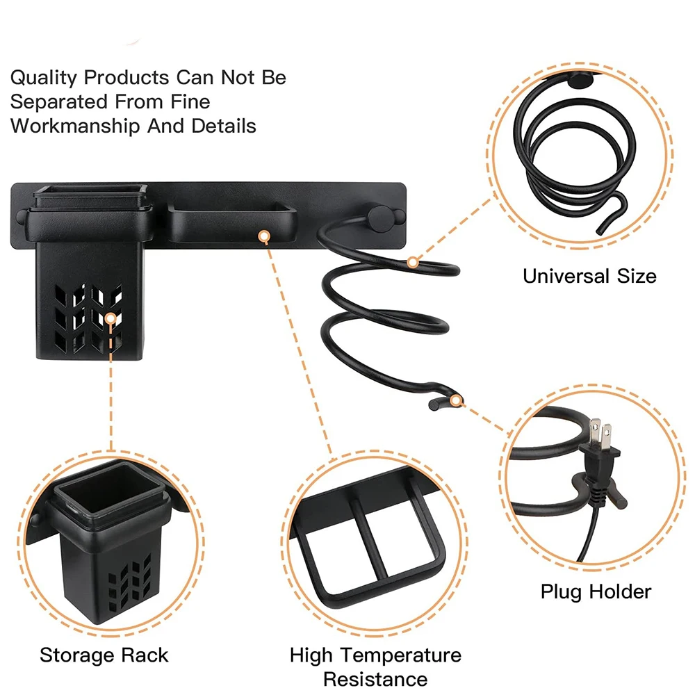 Hair Dryer Holder Rack Wall Mounted Storage Box Bathroom Hair Care Tool Storage Holder Hair Straightener Holder