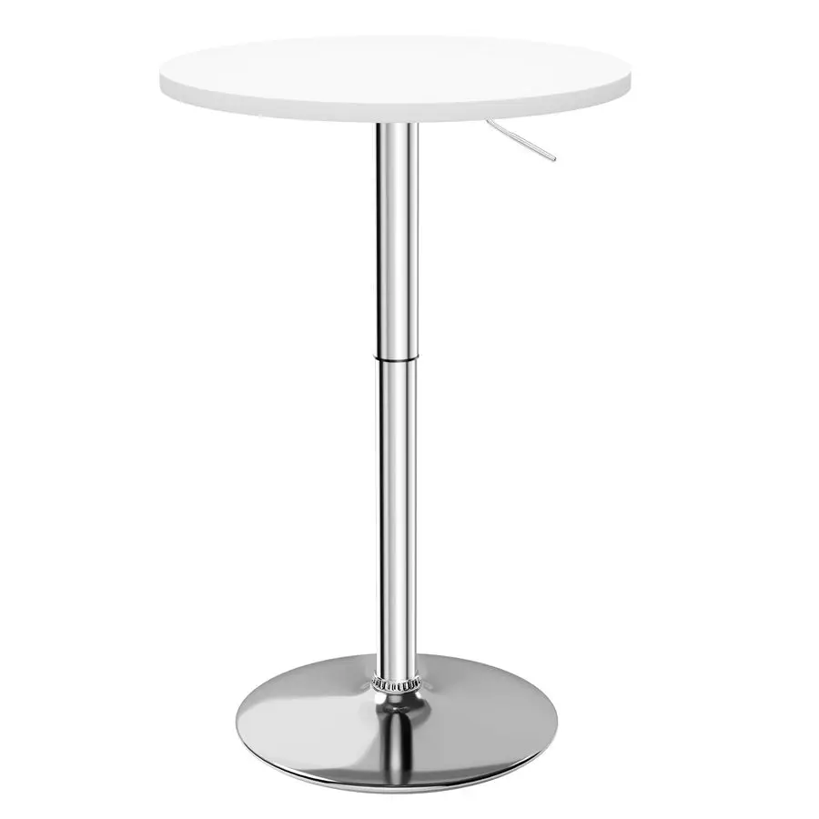 

Стол для бистро и паба, регулируемый по высоте, круглый, 23,6 дюйма, вращающийся на 360 градусов, для столовой, вечеринок, кафе, белый/серебристый