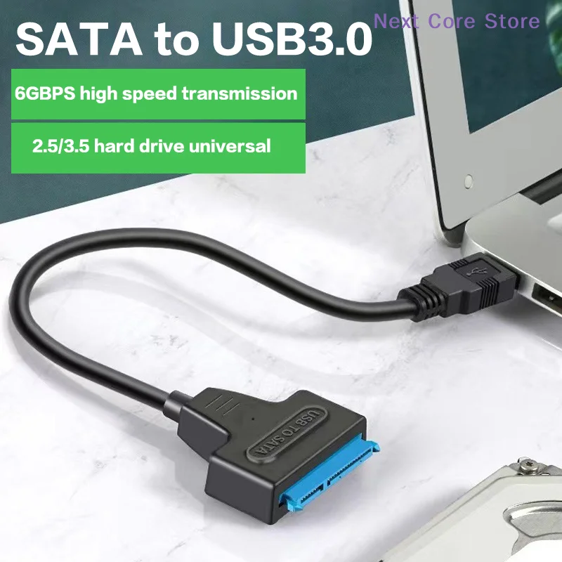 ABS 22 Pin SATA 3 HDD SSD External Hard Drive Adapter SATA To USB 3.0/Type-C/2 In 1 USB3.0 Type-C Cable Up To 6 Gbps 2.5 Inch