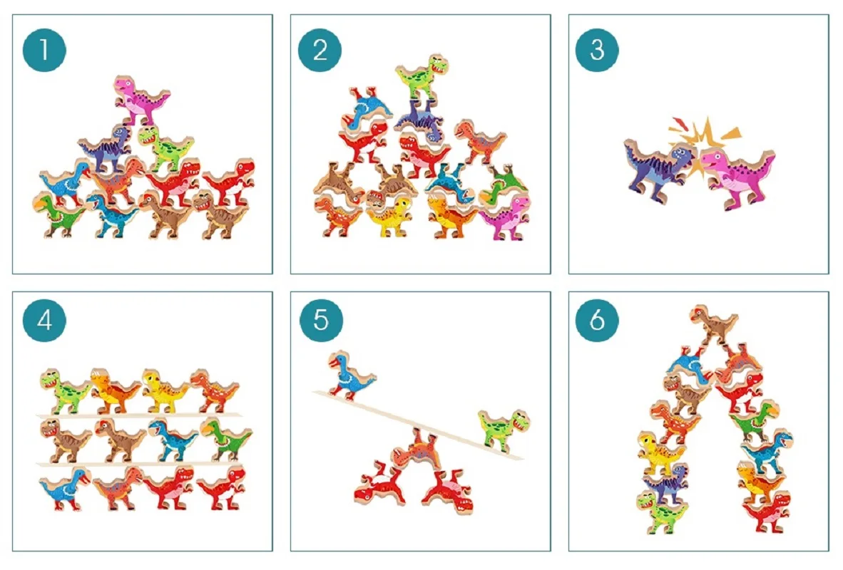 Houten Balans Dinosaurus Blok Speelgoed Voor Kinderen Dinosaurus Dieren Stapelen Balans Gebouw Vroeg Onderwijs Speelgoed Voor Jongens Meisjes Cadeau