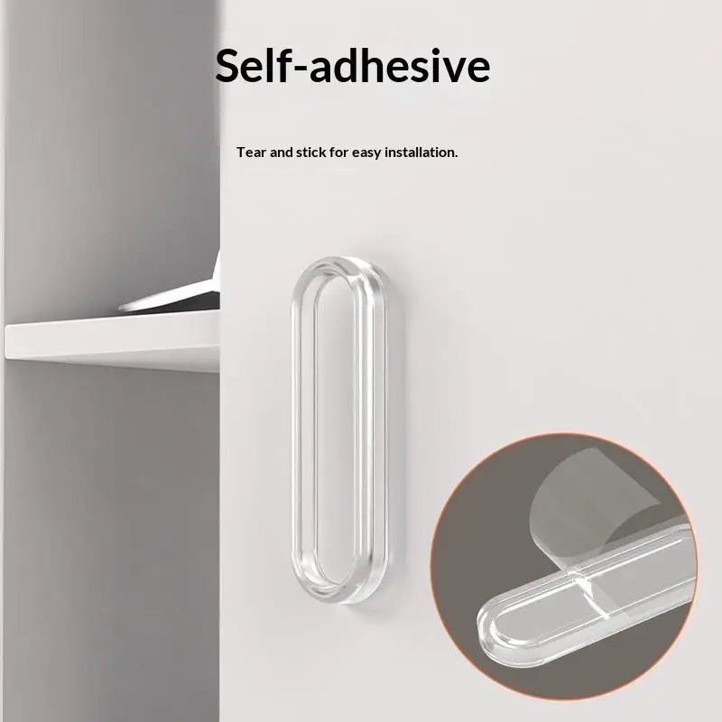 @*4Pcs Clear Soft PU Furniture Pull Handles Anti-Static for Cabinet Sliding Door Drawer Office Study Room Home Hardware