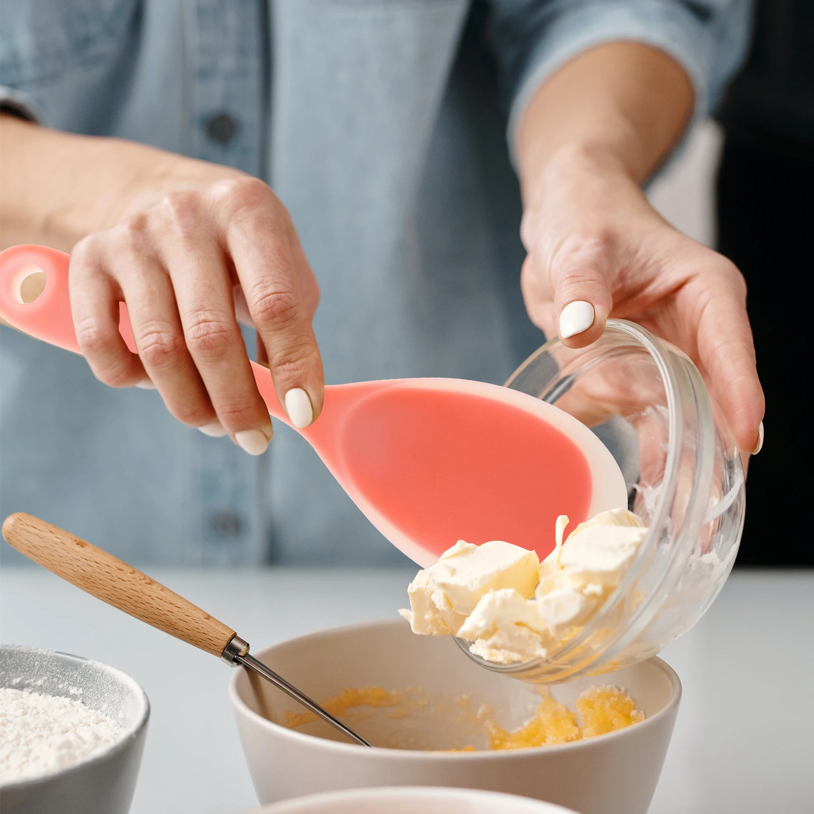 

2pcs Silicone Rice Spoons Wear-Resistant Reusable Kitchen Accessories Daily Use Household Scoopers Ergonomic Design Smooth Easy