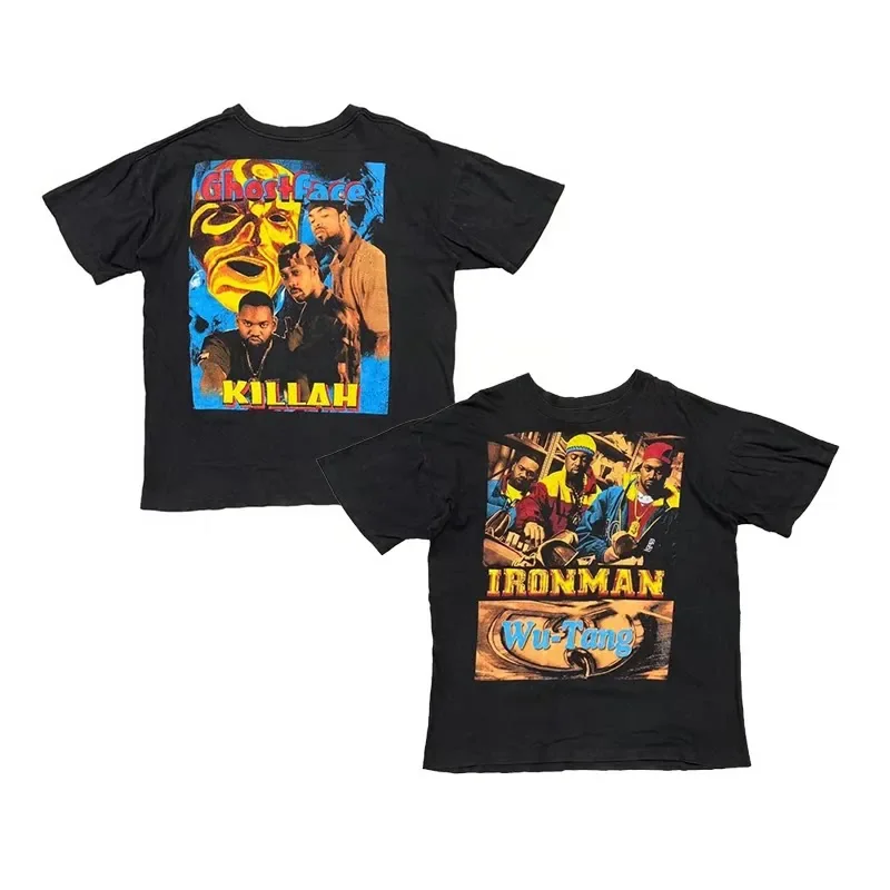 Wu-Tang Clan Retro-Muster bedrucktes amerikanisches Retro-Kurzarm-T-Shirt für Männer und Frauen – Detail 4