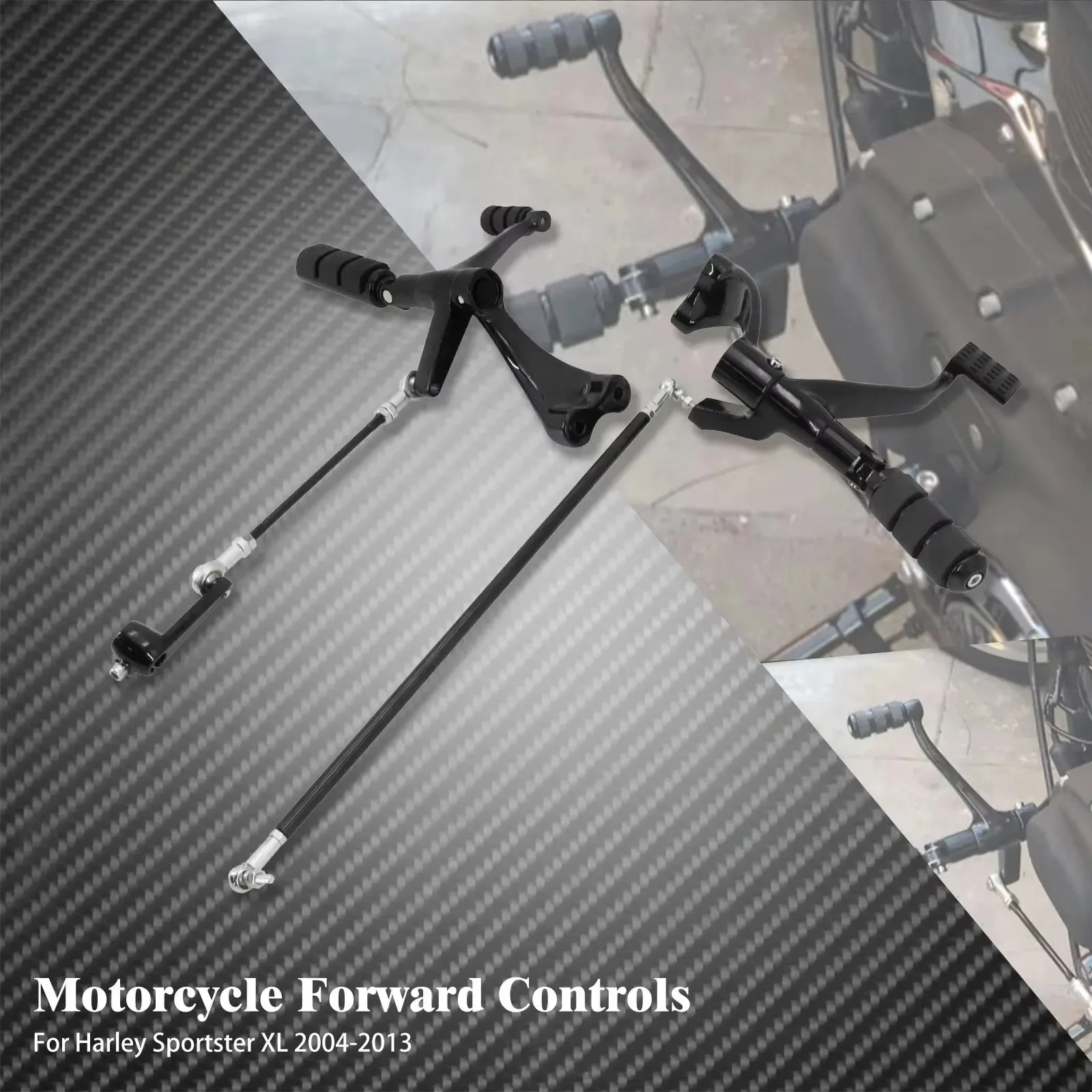 Black Chrome Motorcycle Forward Control Foot Peg Levers Linkage Complete System For Harley Sportster XL883/1200 Iron 48 72 04-22
