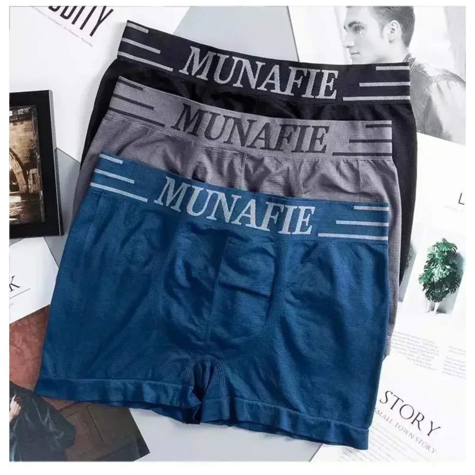 Men Sexy Boxer Briefs Shorts Underpants High Elastic Comfortable Panties Mid-waist Boxer Underwear Breathable Male Boxershorts