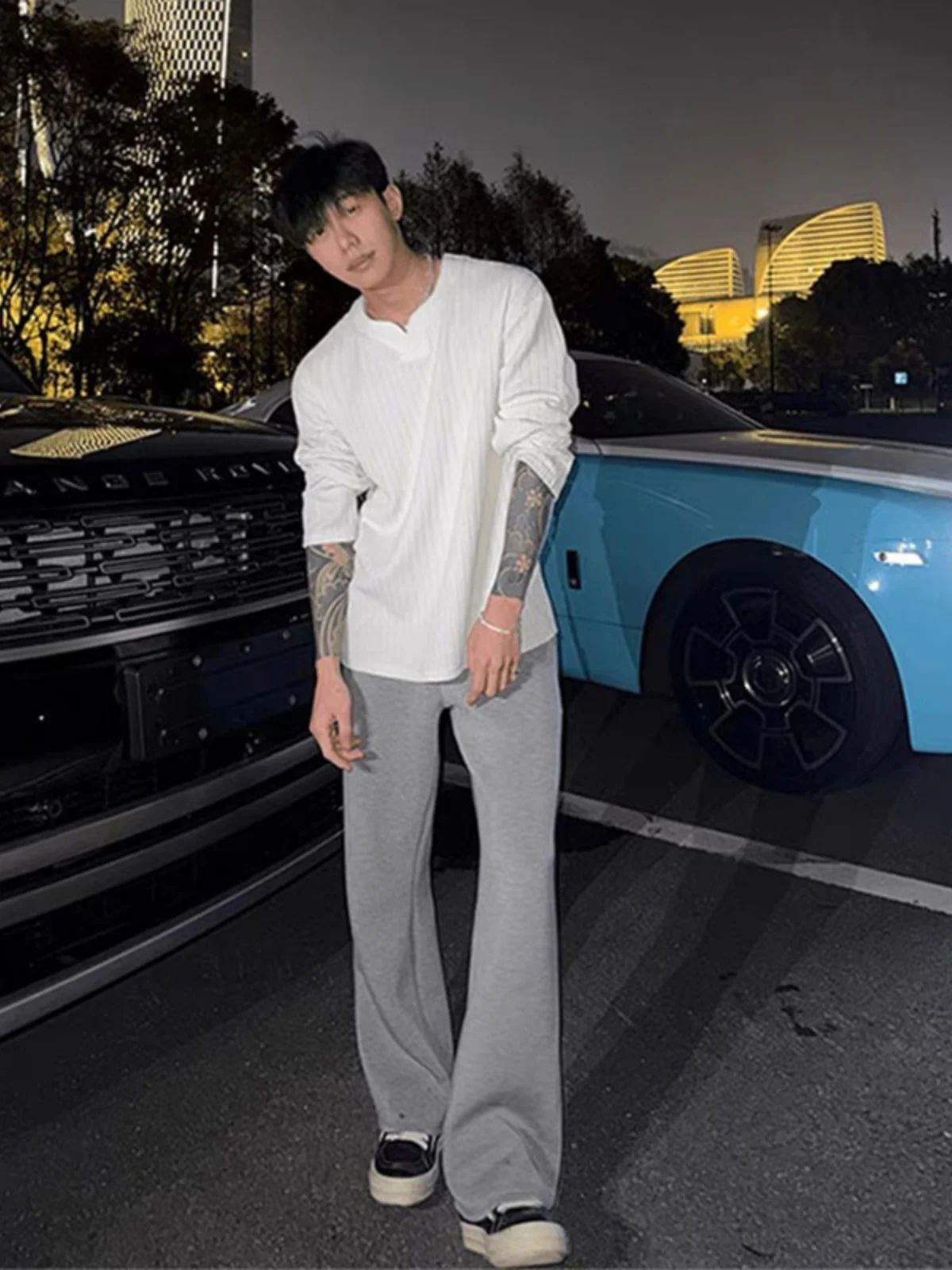 

ay Fce Lined Casual Sport Pants Men's American Sle Heavyweight Knife Sweatpants Cleanfit Loose Fit Youth Faion