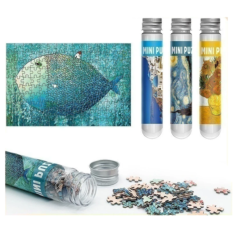 150 pçs mini tubo de ensaio quebra-cabeça brinquedos de descompressão van gogh pintura a óleo quebra-cabeça para adulto família jogo brinquedos educativos p395