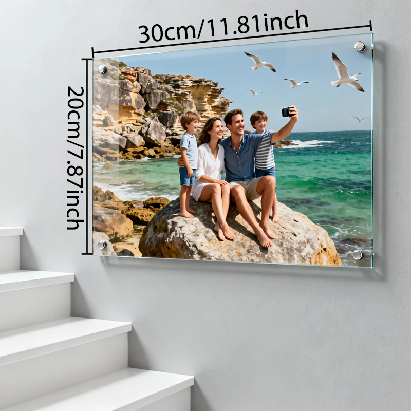 1Pc Custom Family Travel Photo Acrylic Plaque Wall Art, Wedding Birthday Photos for Home Room Decor, Various Holidays, Party Gif