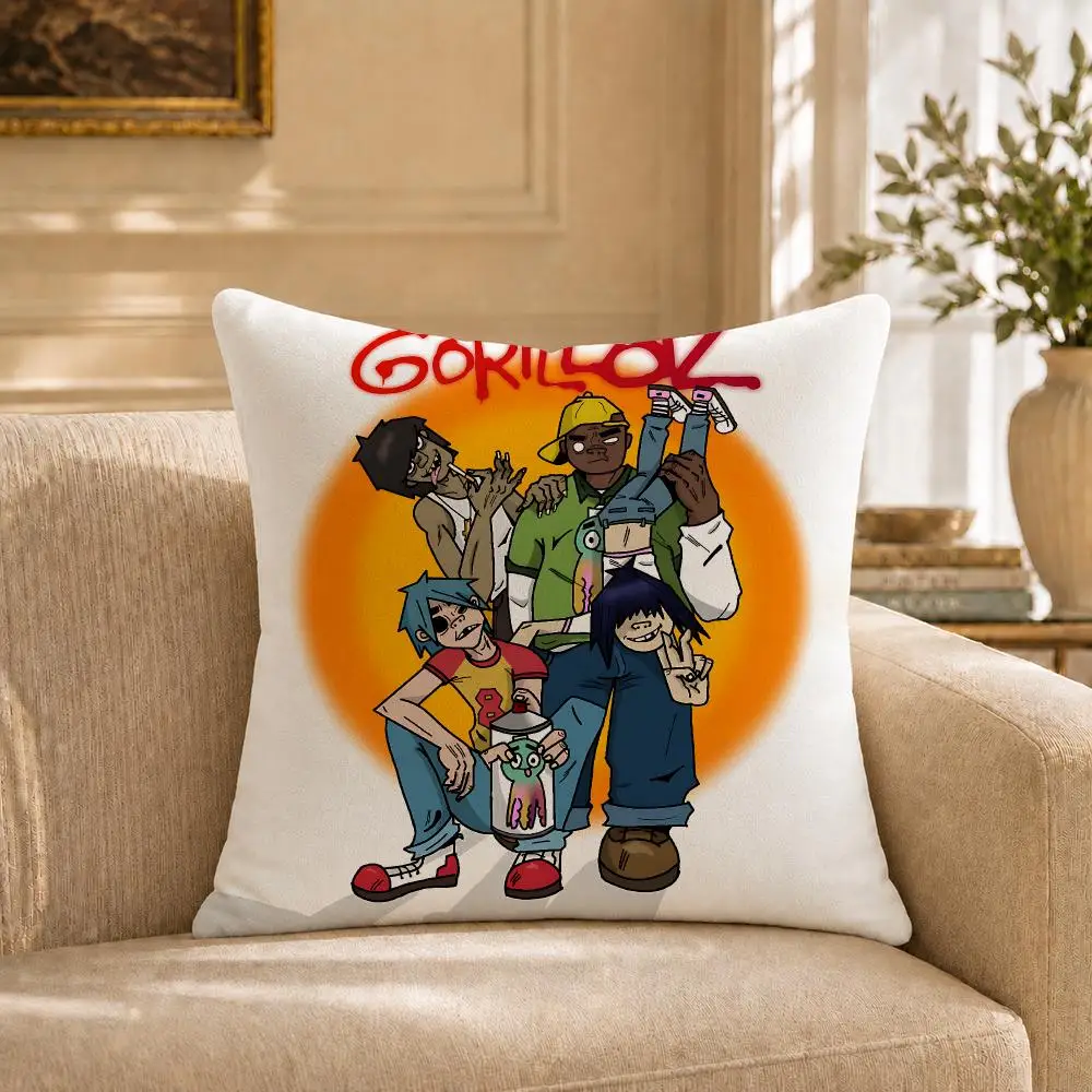 Band G-Gorillaz Cushion Cover Short‑plush Cushion Cover,Breathable,Skin‑friendly,Washable,room Sofa Decor Gift