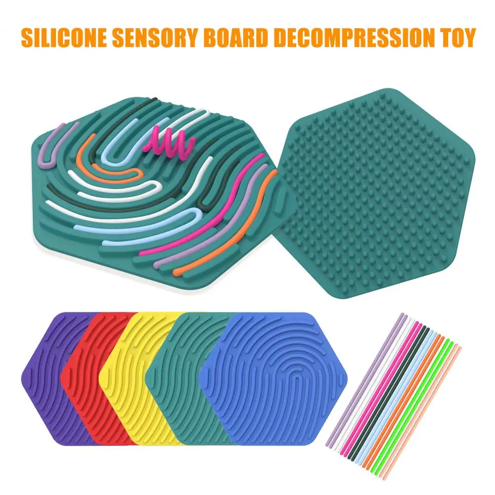 Silicone Board Activity Board for Stress Relief Fine Motor Skill Development Silicone Strip Fidget Toy for Kids for Stimulation