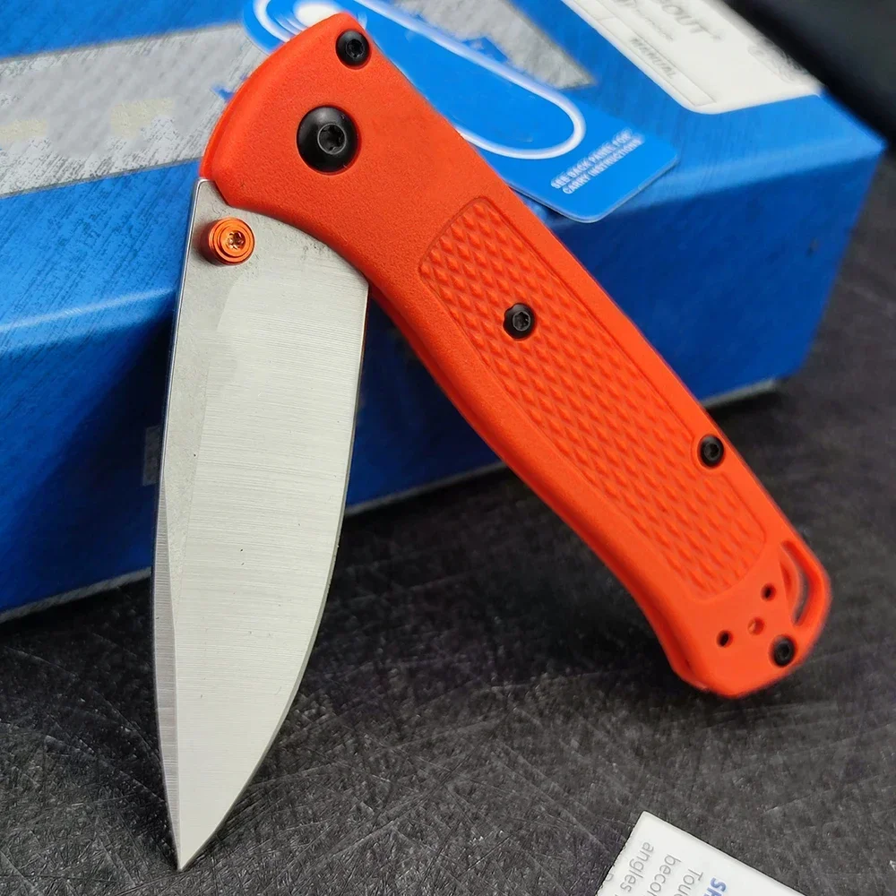 Orange Handles Mini Bugout 533 Folder, S30V Satin Blade Work Sharp Easy Carry Outdoor Hunting Hiking Pocket Knives