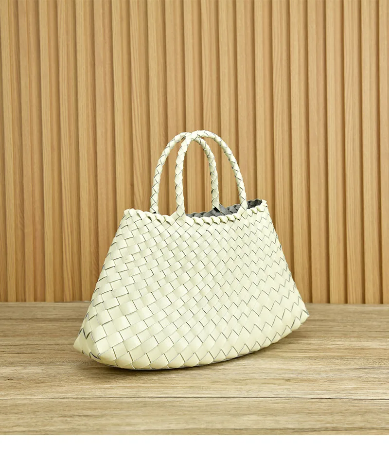 Vintage Genuine Leather Women Weave Handbag