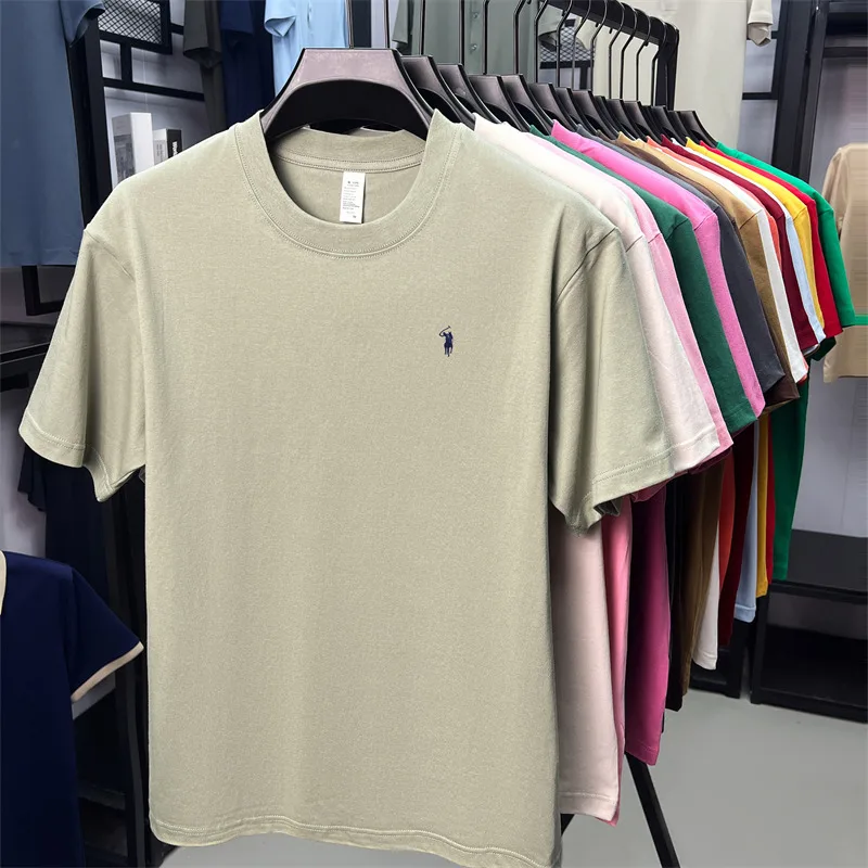 100% cotton high-end short sleeve T-shirt summer designer brand pony embroidery round neck top fashion casual golf men's wear image 5