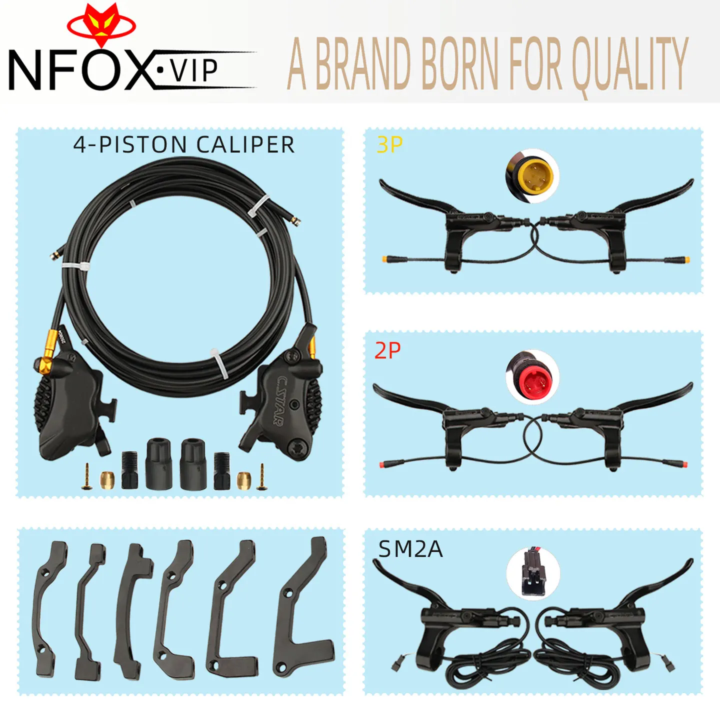 

C. STAR electric scooter power-off brake lever bicycle specific hydraulic wear-resistant brake accessory 4-piston clamp