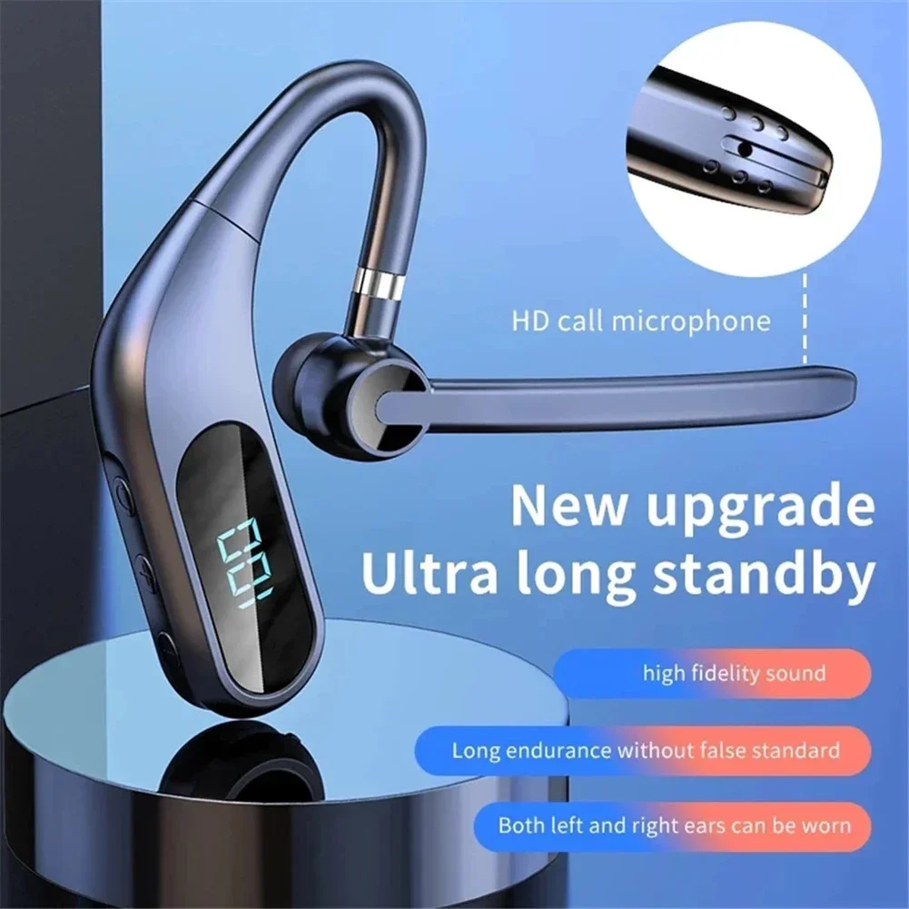 

Wireless Headphones Bluetooth-Headset With Clear Sound Long Battery Life Earhooks Earphones With Digital Power Display