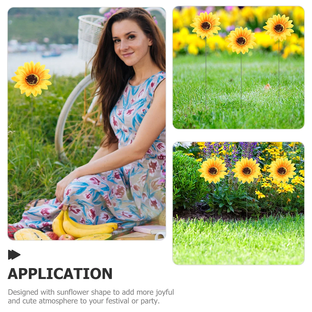 

10 Pcs Sunflower Decoration Art Patio Decoration Durable Garden Stakes Safe Vase Flower Pot stakes Practical Ornament