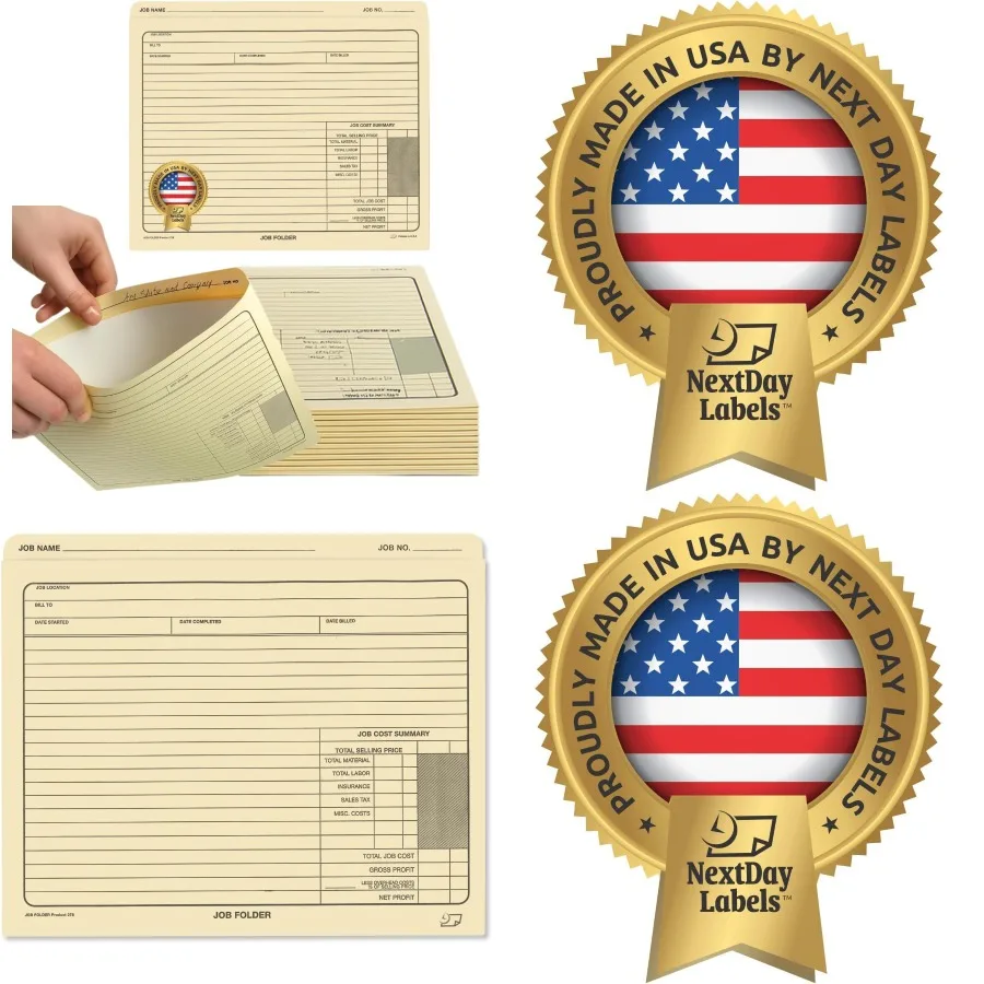 

NextDayLabels — куртка Manila для папок на работу, 10 x 12, сверхпрочная, с предварительно напечатанная для отслеживания рабочих расходов и ма