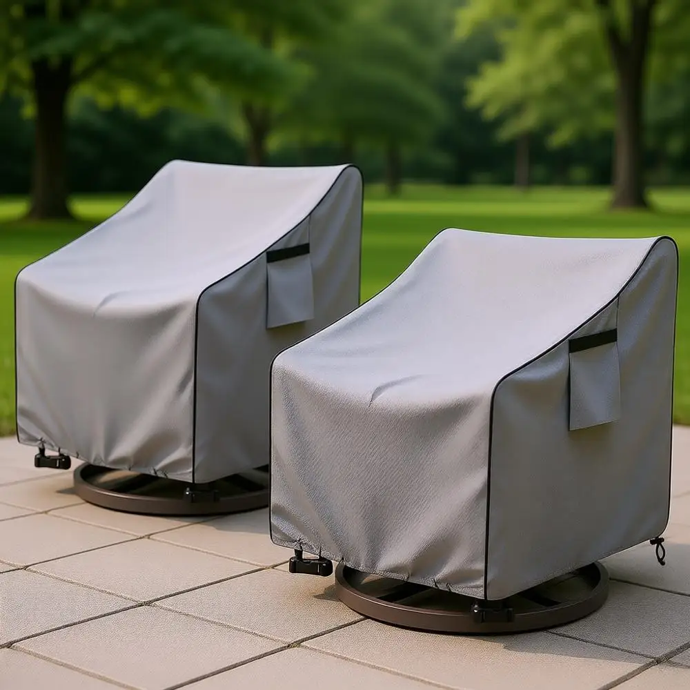 

Набор из 2 водонепроницаемых чехлов для уличных поворотных стульев, серый, 33W x 35D x 38.5H