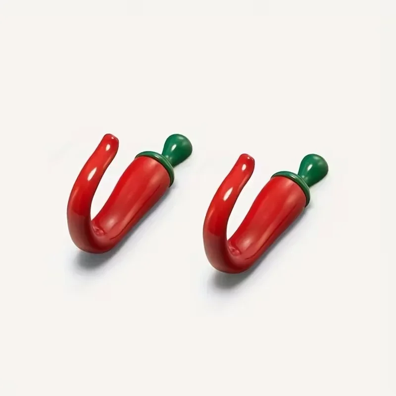 10PC Pepper Shaped Wall Hooks Red Decorative Coat Hat Hanger Rack Creative Home Decor Kitchen Bathroom Wall Mount Organizer Set