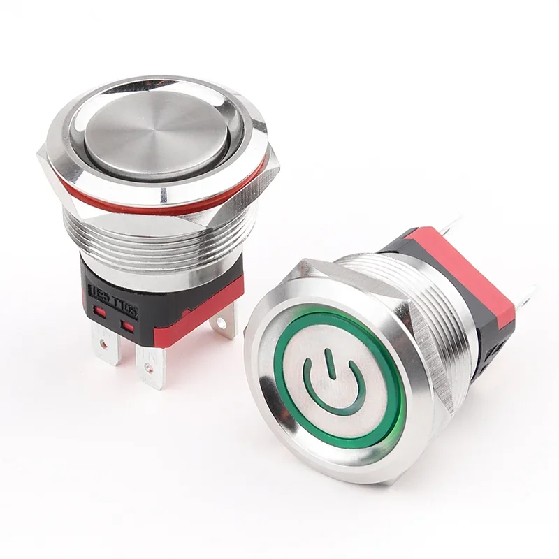 25mm 20A High Current 24V220V Metal Button Switch Self-locking Reset Start Waterproof Button Power Start Switch