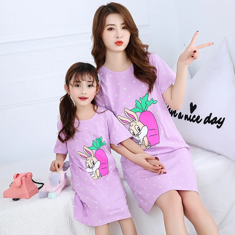 Summer Mom Daughter Night Dress Family Pajamas Sleepwear Kids Girl Nightgown Pajamas for Teen Girls Kids Pajamas Dres