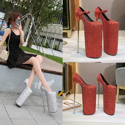 Super High Heel 30cm Glitter Pumps Women 20cm Platform Nightclub Pole Dancing Model Special High Heels Catwalk