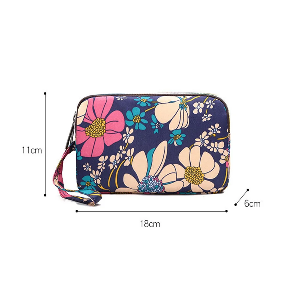 3 Zipper Women\'s Waterproof Wallet Cell Pouch Handbag Wristlet Bag Ladies Fabric Coin Purse Lipstick Bags Mobile Clutch Bags