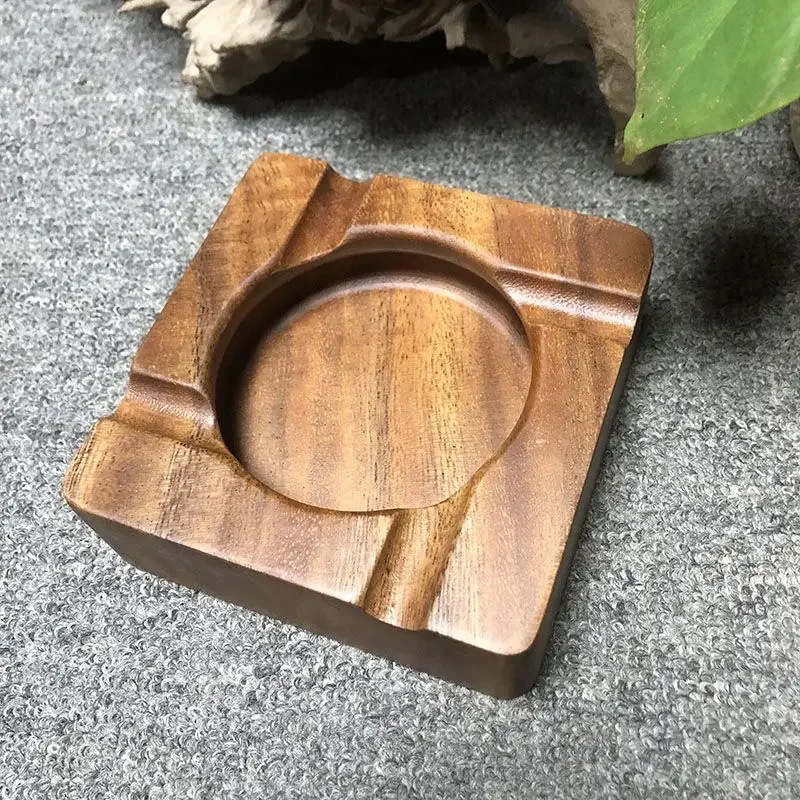 Handcrafted Walnut Ashtray - Cigar Notches & Decorative Centerpiece for Living Room