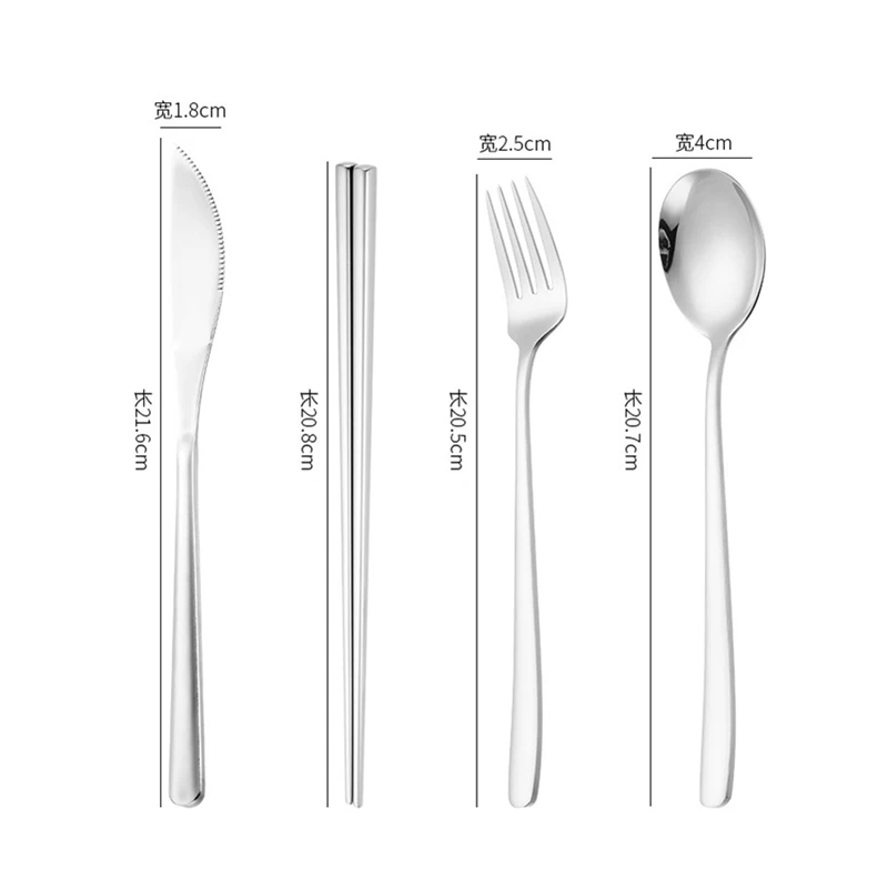 Set di posate in acciaio inossidabile 304 stoviglie portatili in stile coreano con custodia coltello da pranzo forchetta cucchiaio bacchette per Picnic Trip