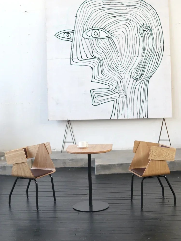 

Dining chair restaurant retro square table baking dessert shop cafe bar homestay western restaurant armchair