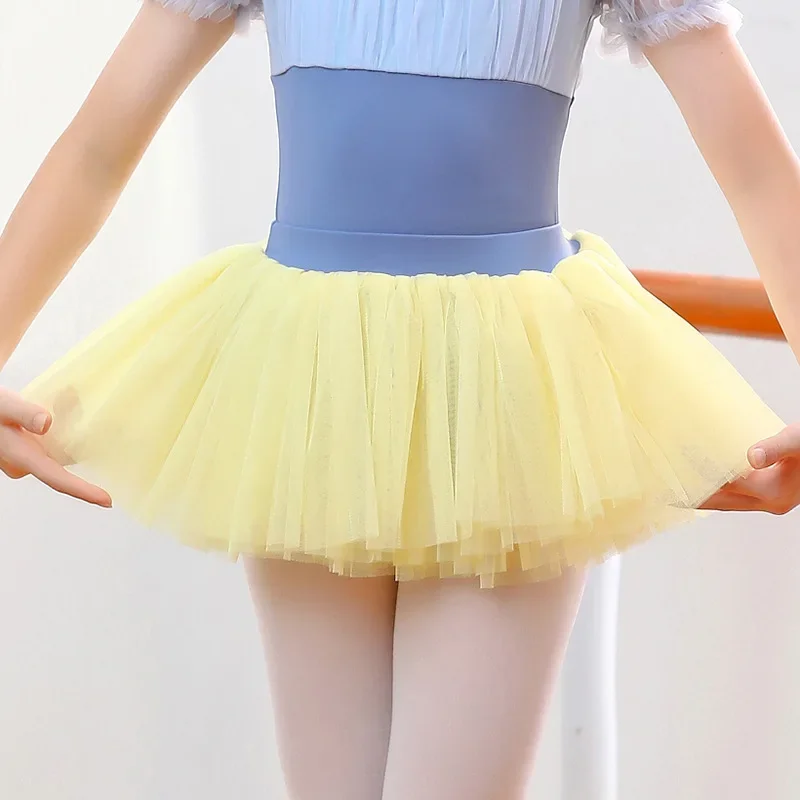 

Girls Ballet Tutu Skirt Pink Children Fluffy 4 Layers Mesh Yarn Dress Tulle Ballet Dance Skirt White Ballet Dancing Short Skirts
