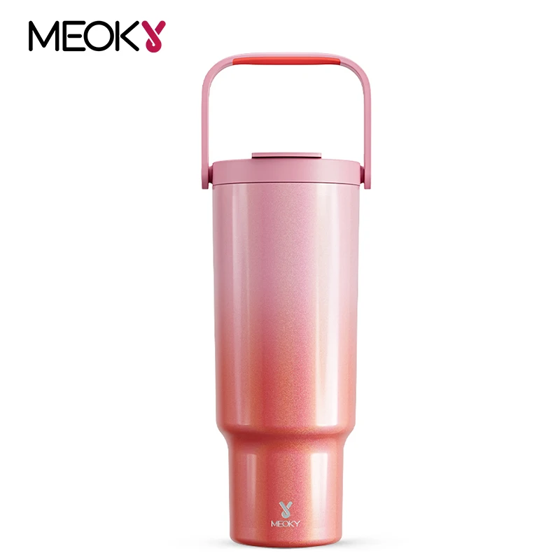 

Meoky 40oz Stainless Steel Insulated Cup Gradient Vacuum Insulated Leak Proof Handle Water Mugs Cover for Camping Travel Gifts