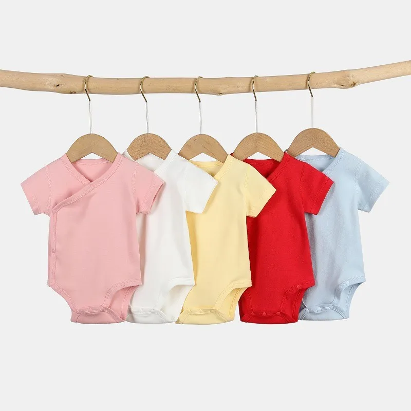 0-3 Months Newborn Baby Onesies Solid Color Cotton Bodysuit Slant Open Button Soft Infant Casual Bebe Clothes For Baby Boy Girl
