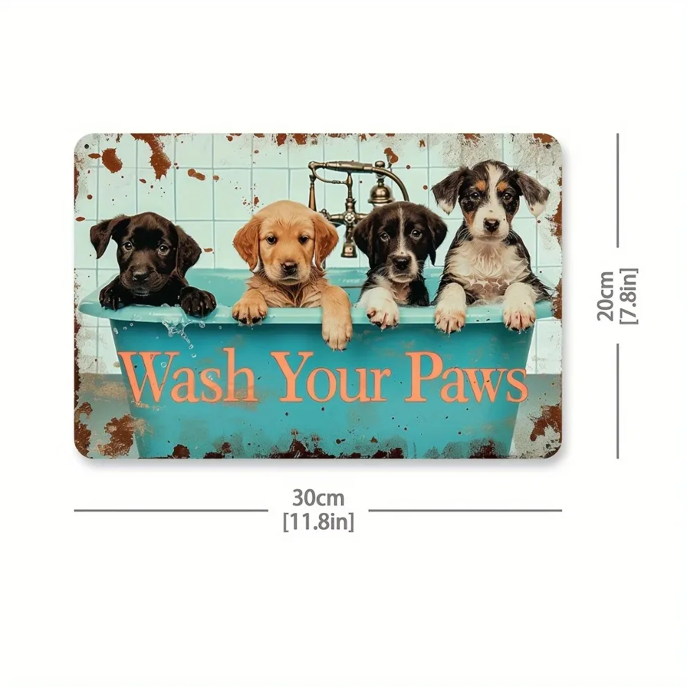 غسل الكفوف الخاصة بك الكلب معدن القصدير تسجيل ريفي خمر الحيوانات الأليفة جدار ديكور فني للمنزل هدية