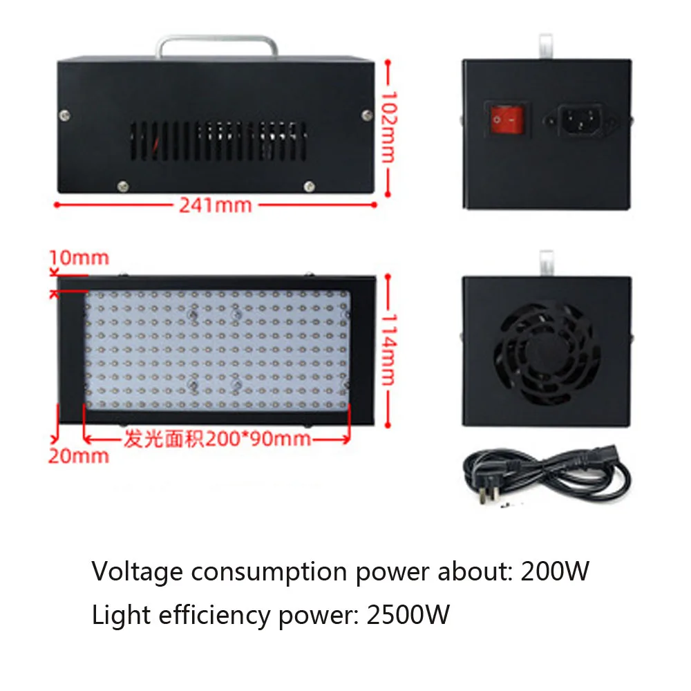 2500W UV Curing Lamp Ultraviolet LED Light 405nm 395nm UV glue Green oil Resin Epoxy 3D printing Solder OCA Crack Detection