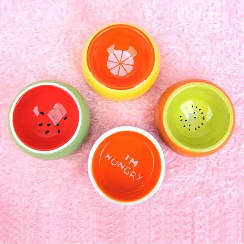 Anti-spill Hamster Food Bowl Fruit Color Ceramic Bowl Small Pet Animal Feeding Bowl Water Bowl Prevent Tipping