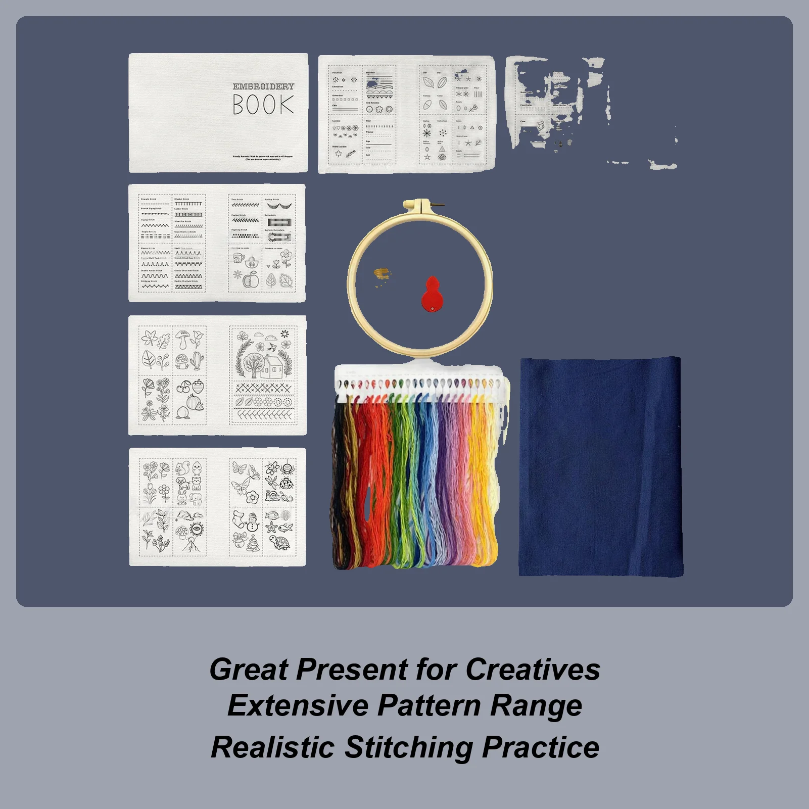 Embroidery Kits for Adults Hand Embroidery Kit Sewing Books Reusable Supplies Making Crafts Learn Guide for Hobby Women Teen