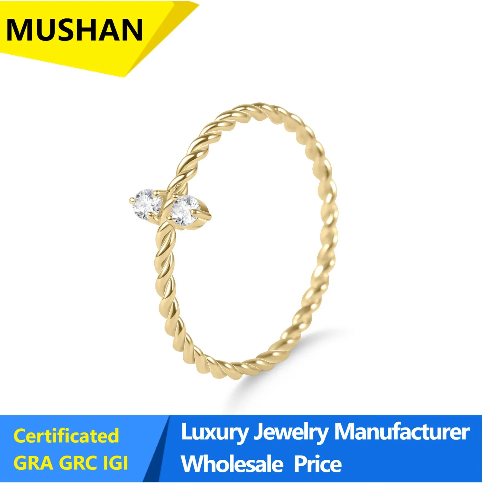 MUSHAN Luxury 925 Sterling Silver Jewelry Factory Light Luxury Temperament Simple Super Versatile Niche Wedding Ring Stacked
