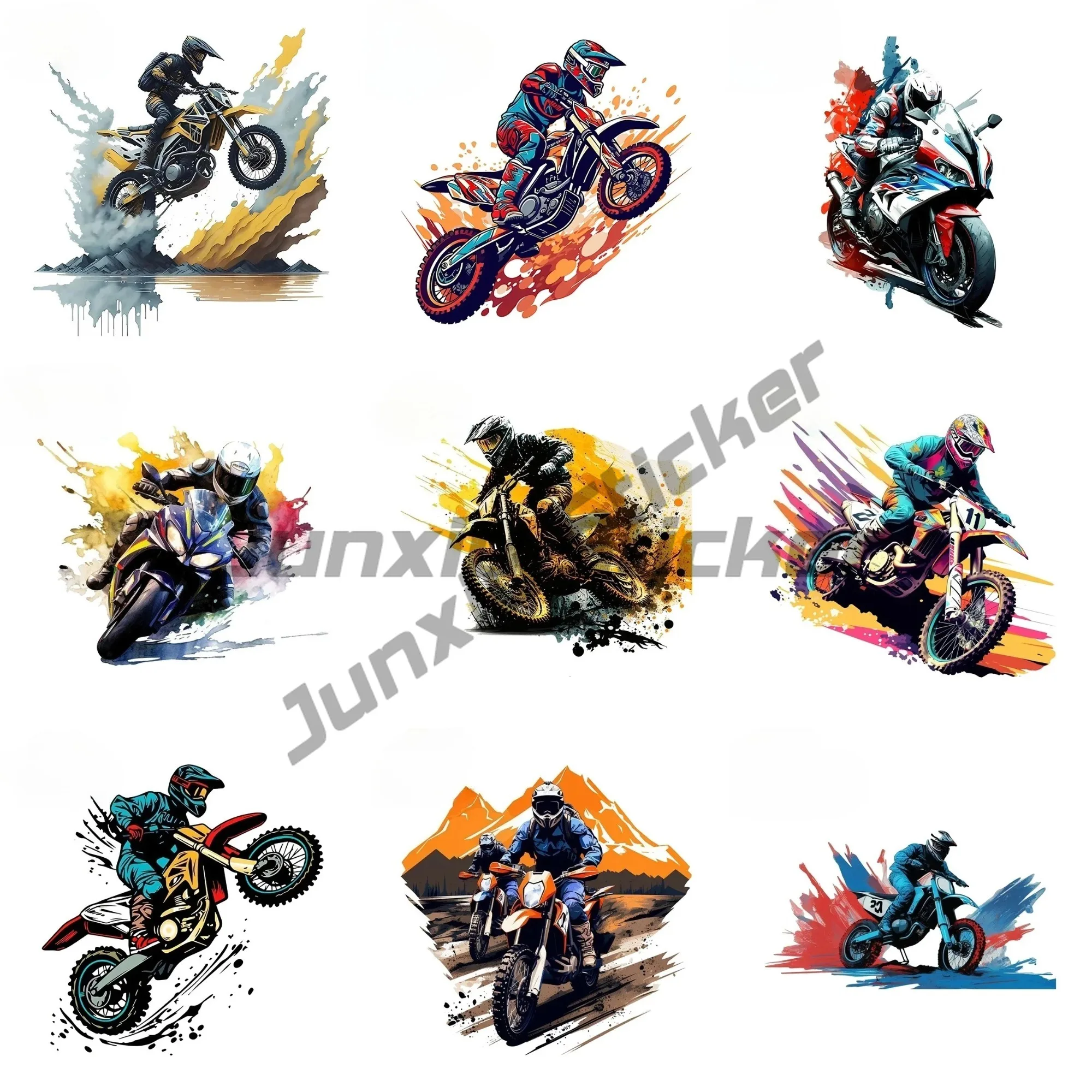 

For Motocross Car Stickers Cartoon Simple Decals Scratch-Proof Waterproof Vinyl Car Door Protector