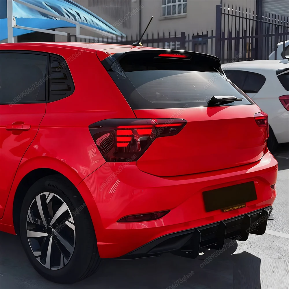 Car Rear Bumper Lip Diffuser Spoiler Splitter For VW Polo MK6.5 Base Standard Version 2022-2024 Gloss Black Bodykits Tuning